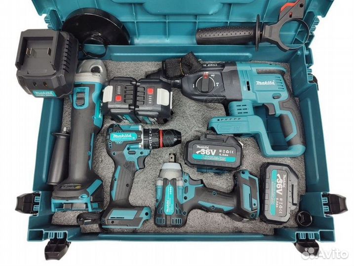 Набор Makita 5в1 +Лазерный уровень / 4 Батареи д