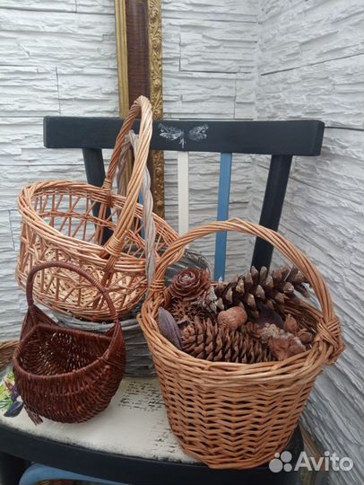 Лот из 4 корзин лоза натуральная