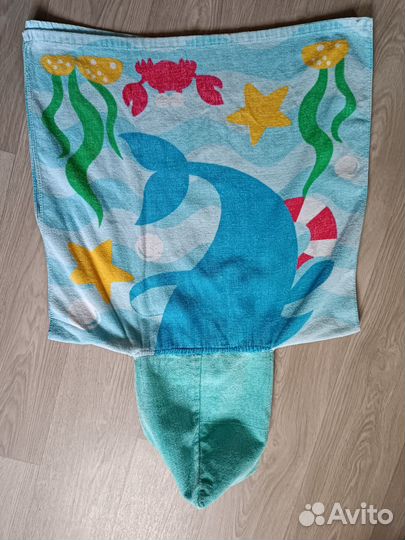 Полотенце пончо с капюшоном уголок детское