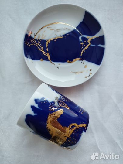 Бокал с блюдцем Зимняя дорога Фарфор ифз