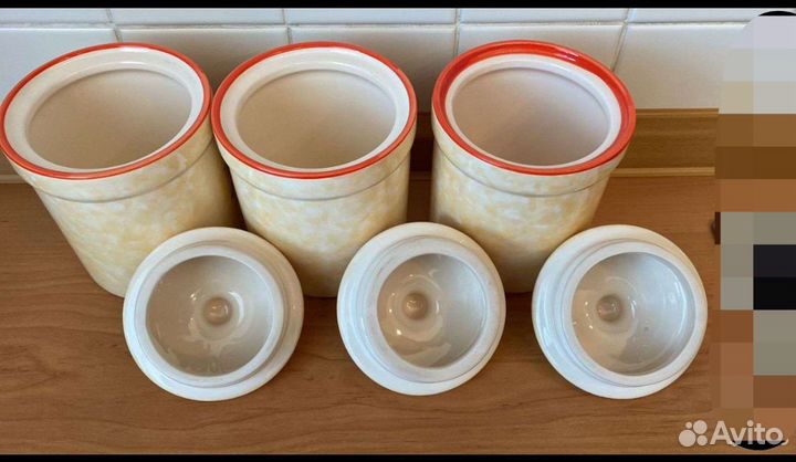 Набор керамических банок для специй, сахара