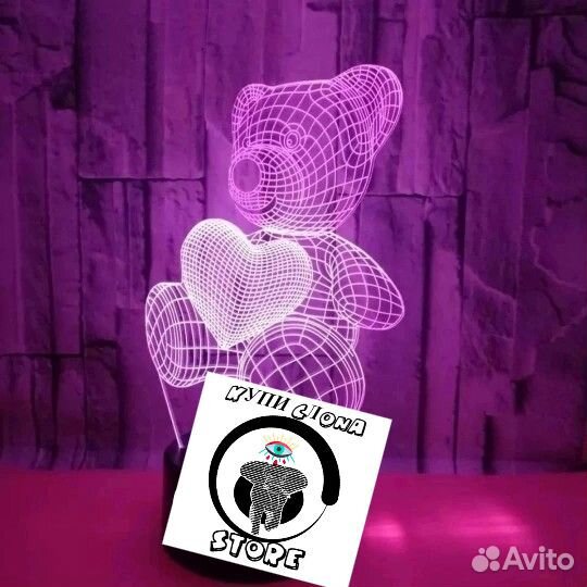 Ночник 3D Мишка HIT Сезона