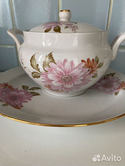 Блюдо большое и супница Фарфор СССР Богдановичи