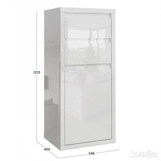 Комод спейс, 2 ящика, Белый глянец, 54,6х40х121,3