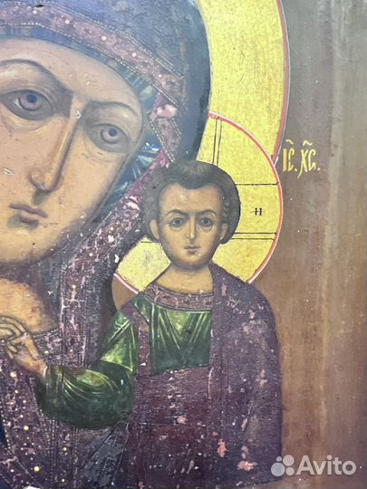 Икона старинная Казанской Божией Матери