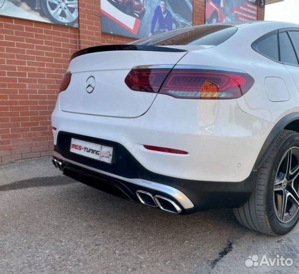 Диффузор с насадками 63 AMG на GLC-Coupe c253 рест