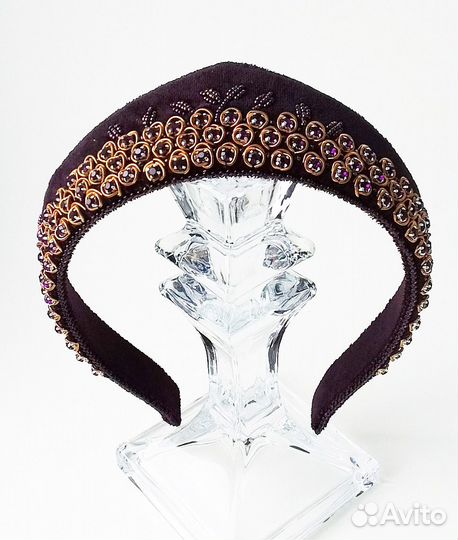 Ободок кокошник с вышивкой