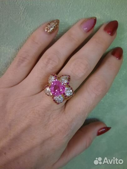 Серебряное кольцо с розовым топазом