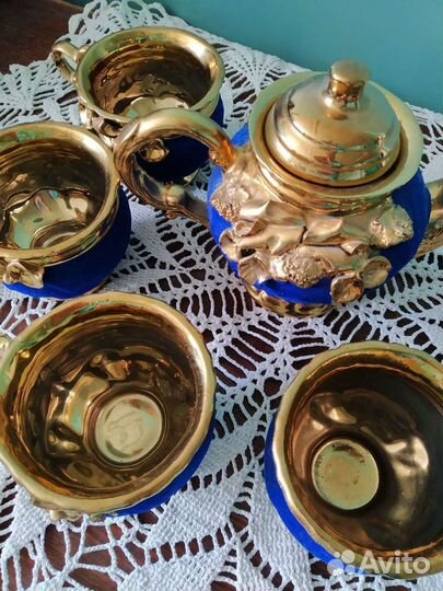 Чайный сервиз СССР синий бархат