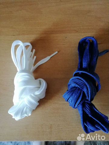 2 пары шнурков для кросовок белые и синие