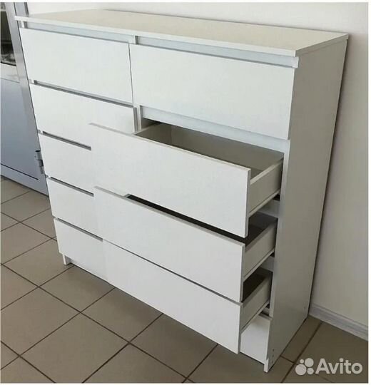 Комод белый 120см 10 ящиков