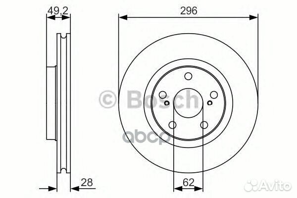 Диск торм. пер.вент.296x28 5 отв. toyota Camr