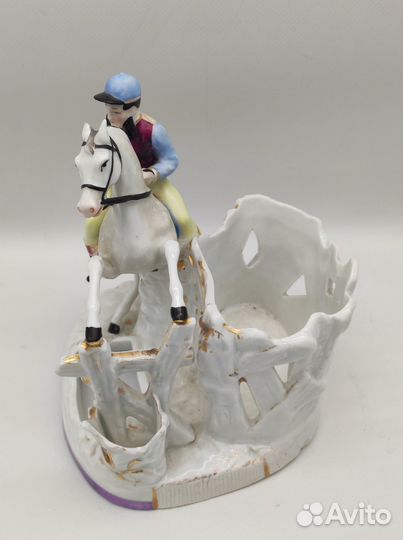 Карандашница салфетница фарфор Жокей высота 17