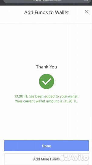 Пополнение кошелька PSN PsStore Турция