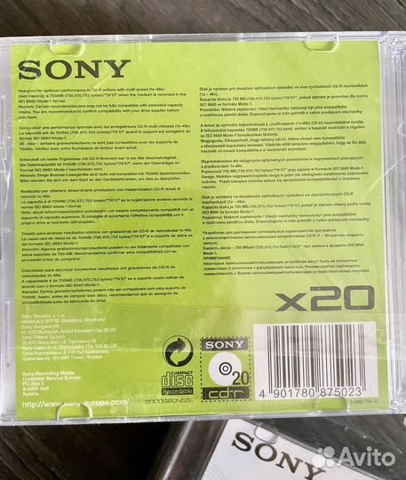 Новые Болванки Sony CD-R, DVD-R