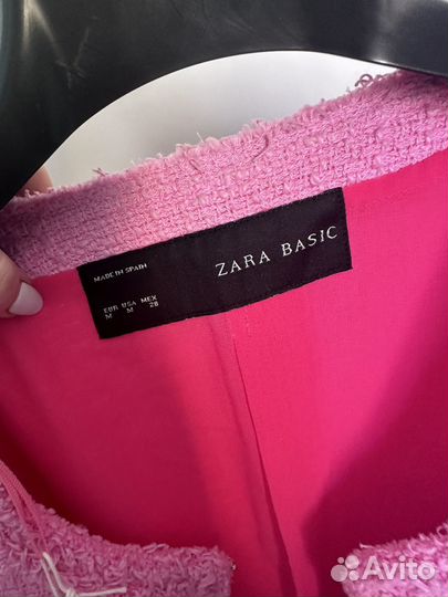 Розовое твидовое пальто Zara