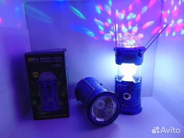 Фонарь кемпинговый 3в1 с дискошаром и эффектом пла