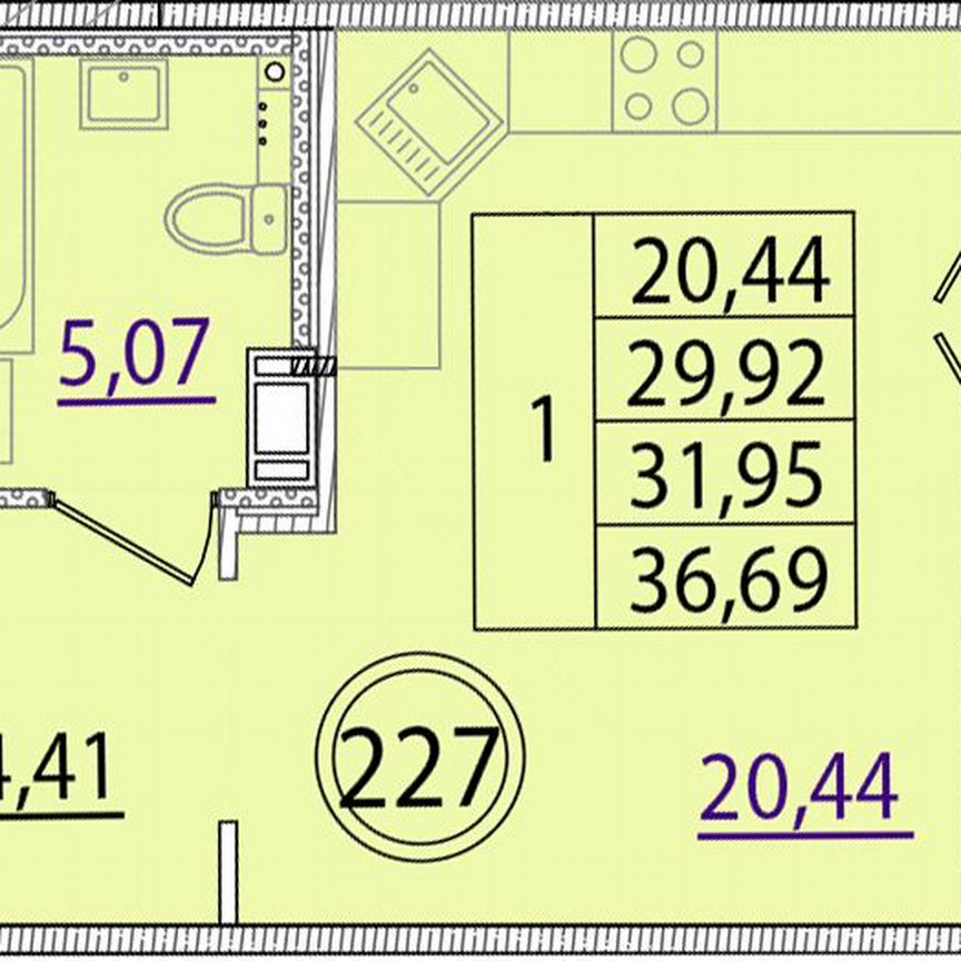 1-к. квартира, 29,9 м², 4/4 эт.