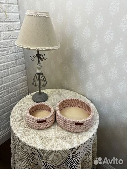 Вязаные корзинки ручной работы