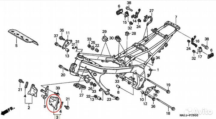 Левая декоративная накладка Honda CBR600 F3