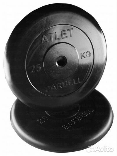 Блины barbell atlet 25кг 2шт Д26мм