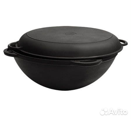 Казан чугунный крышка сковорода Ситон с треногой