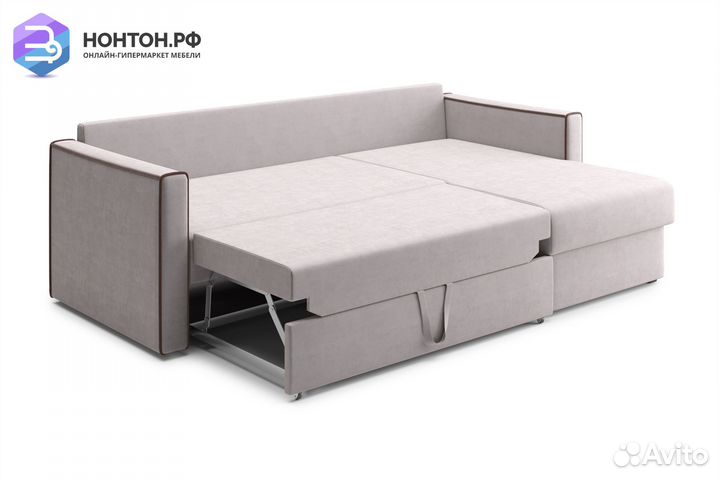 Диван угловой дельфин Леон бежевый