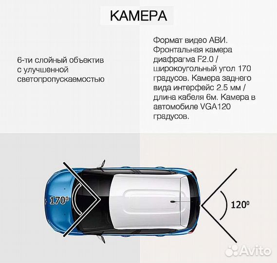 Видеорегистратор 1080pHDR запись сразу с 3 камер