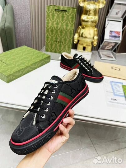 Кроссовки Кеды Gucci GG мех зима Размер 39-46