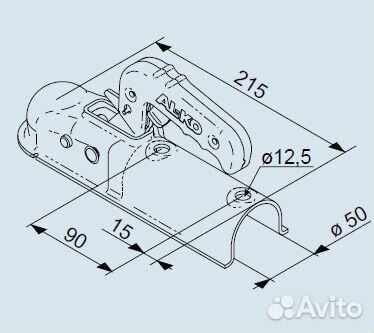 Замковое устройство прицепа d50 750/75 кг ак 7 P