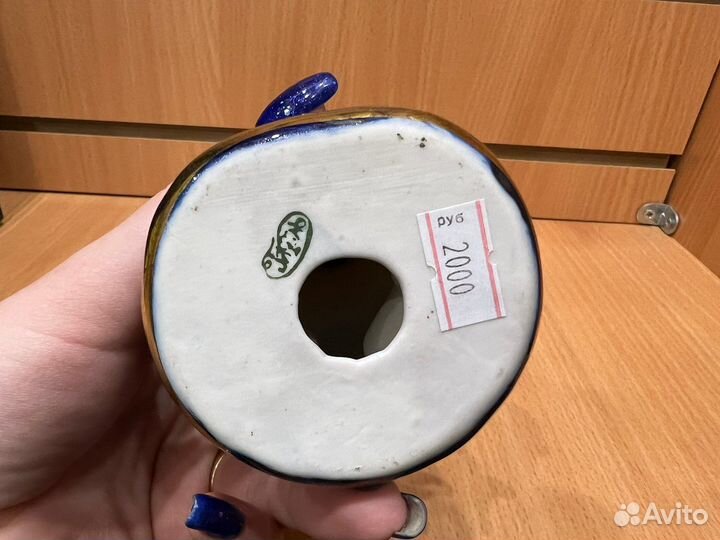 Статуэтка петушок гжель в золоте