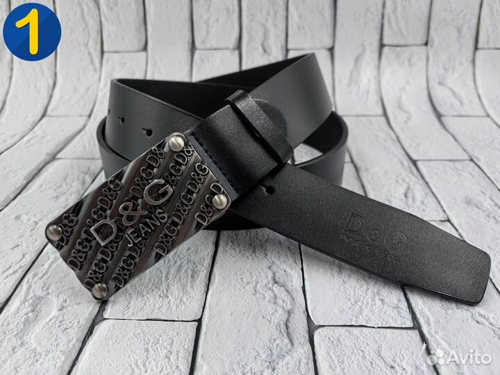 Ремень мужской кожаный бляха Dolce & Gabbana