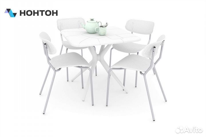 Обеденная группа SHT-DS129 белый / хром лак