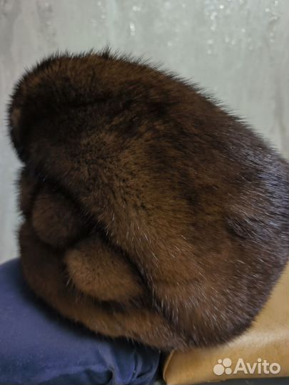 Шапка зимняя женская норковая коричневая
