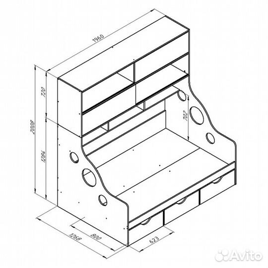 Кровать с антресолью дельта-21.02