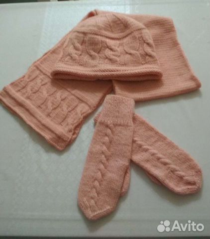 Комплект - шапка+ шарф+ варежки