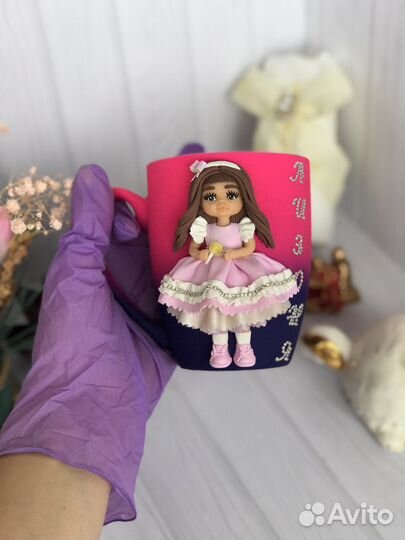 Кружки с декором из полимерной глины