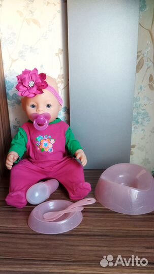 Кукла пупс с качалкой-переноской