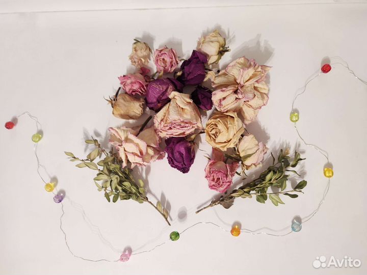 Сухие цветы розы, сухоцветы, лепестки для декора