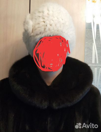 Шапка норковая женская вязаная