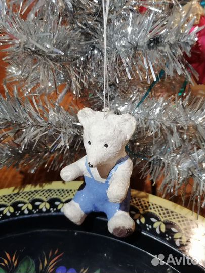 Елочная ватная (папье-маше) игрушка СССР. мишка