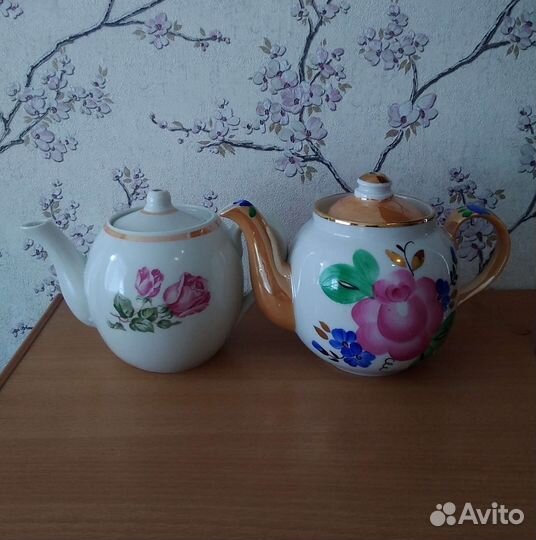 Чайники заварочные, сахарница СССР Дулево Песочное