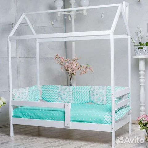 Кроватка берёза высокий борт детская домик