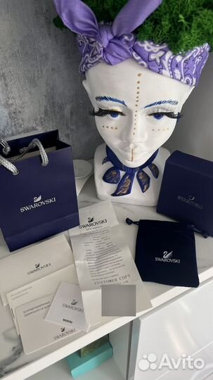 Swarovski белый и голубой сережки и кулон