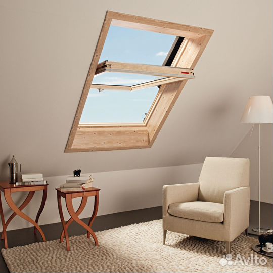 Деревянное мансардное открывающееся окно Monsari P