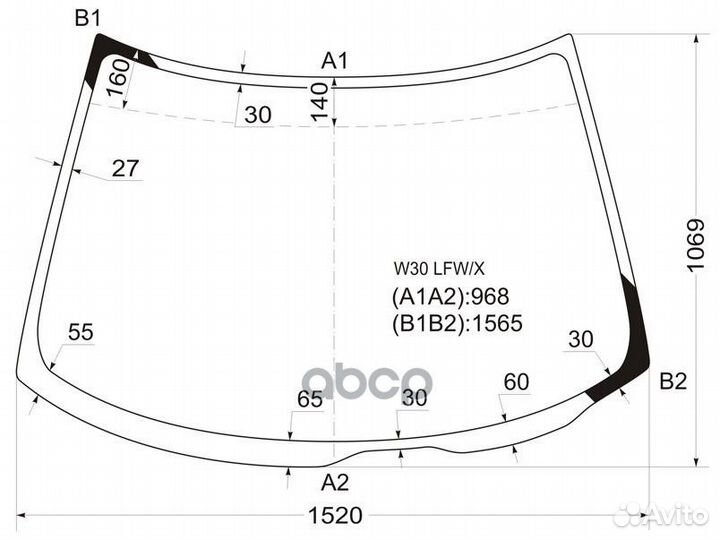 Стекло лобовое nissan largo 93-99 W30 LFW/X XYG
