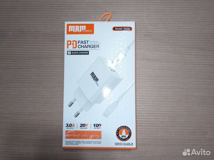 Зарядка+кабель Type c lighting 20w 3 A