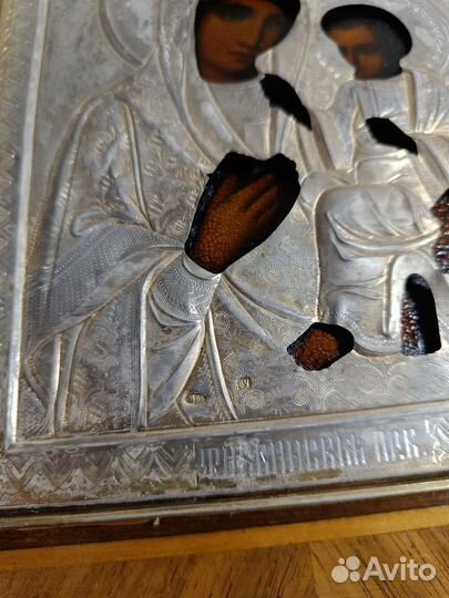 Икона Тихвинская пб в серебряном окладе
