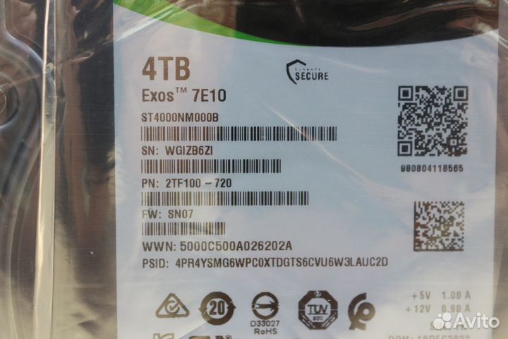 Жесткий диск 4Tb Seagate Exos 7E10 (новый)