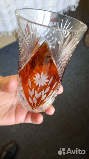 Цветные Хрустальные стаканы винтаж